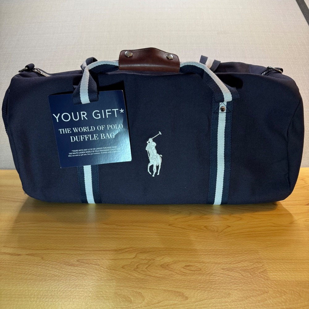 Ralph Lauren Unisex Polo Duffle Bag Weekender Navy Blue NWT